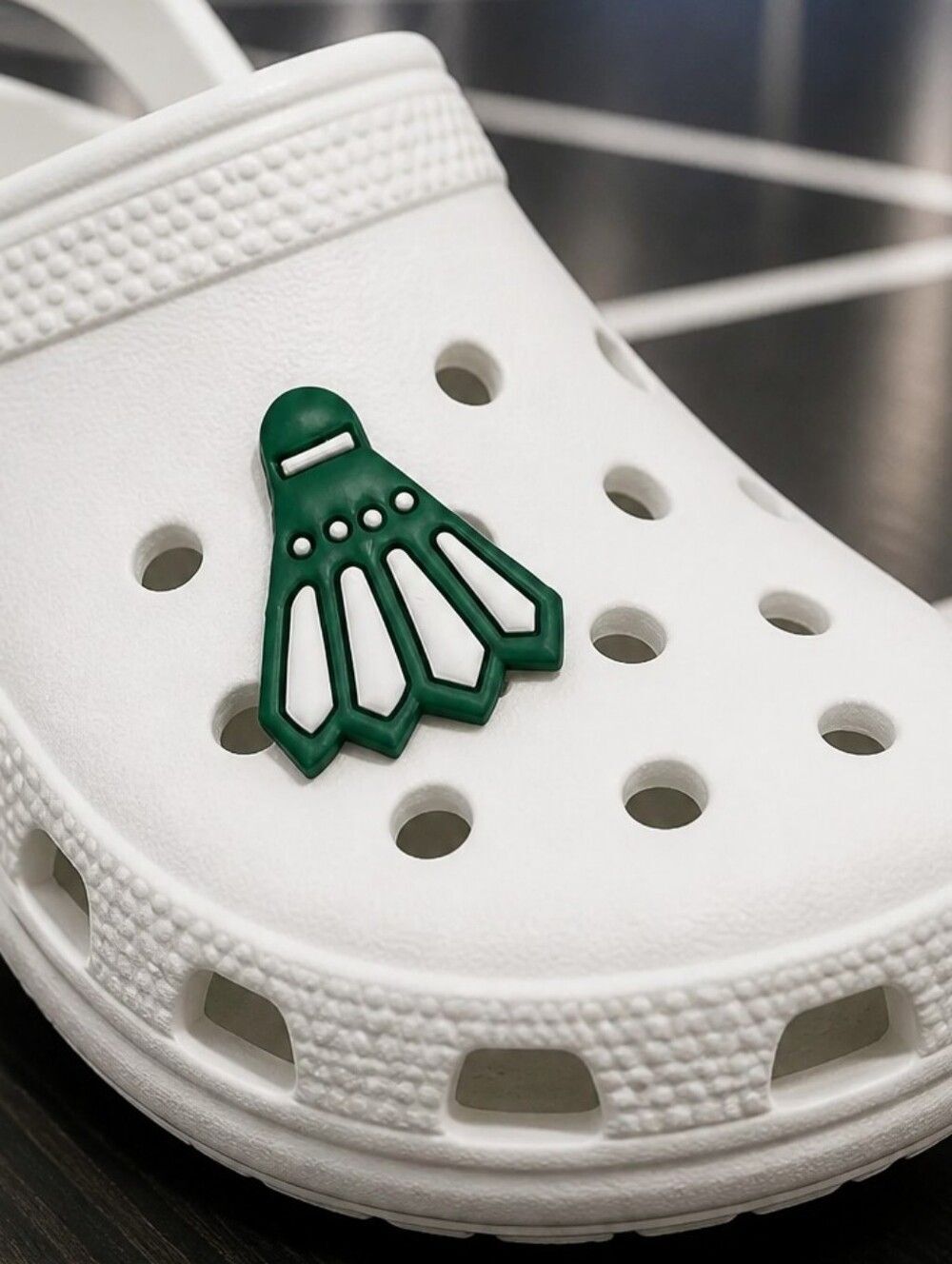 Badminton Shuttlecock Birdie Croc Shoe Charm Green Varsity Sports Jibbitz Style